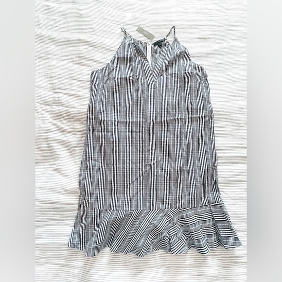 J Crew Sleeveless Blue Plaid Mini Dress with Ruffle Hem Size 16 - Picture 2 of 2